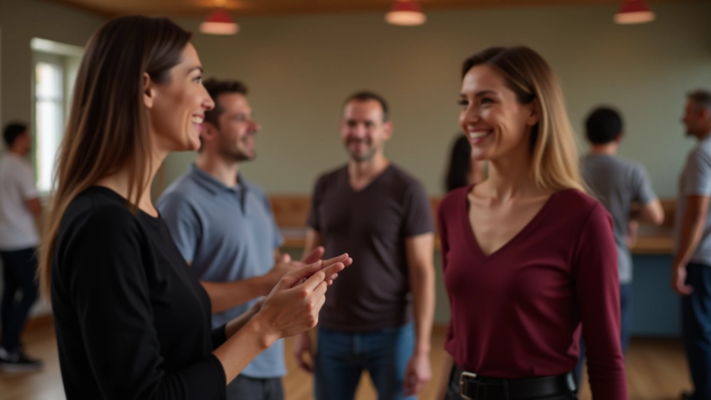 Adults aged 45 and above smiling and enjoying social connection during a dance event