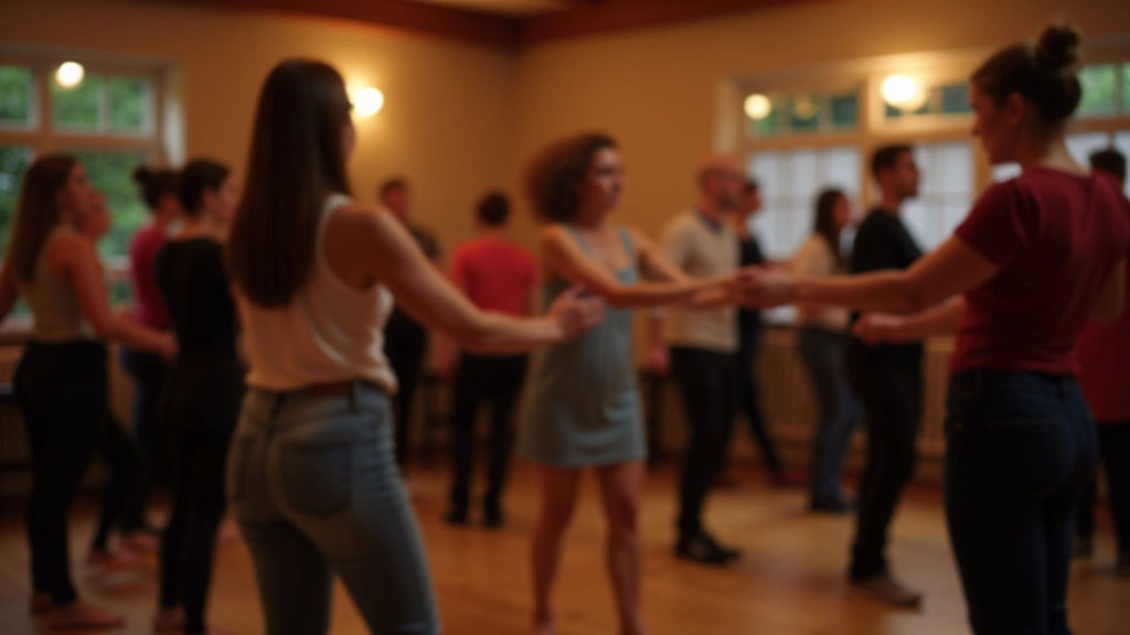 Dance instructor teaching beginners at a social dance meetup