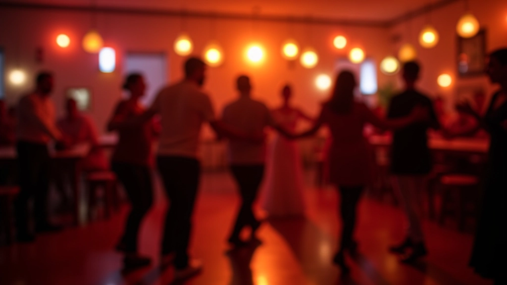 Interior view of a lively salsa dance venue with people dancing and enjoying themselves in a welcoming social atmosphere